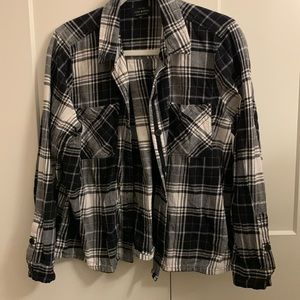 Lucky brand black and white womens flannel size large